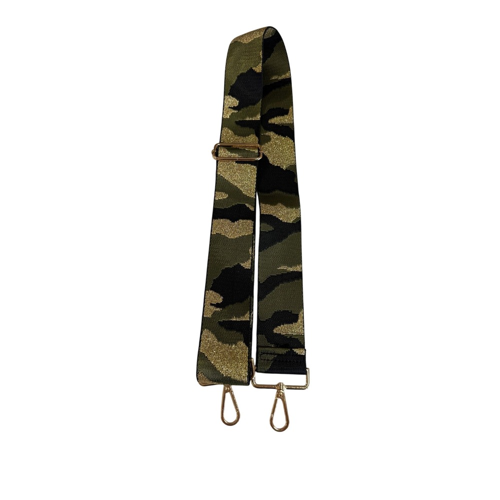 Kedzie Bag Strap Women OS Green Gold NWOT Camo Metallic Adjustable Guitar Style